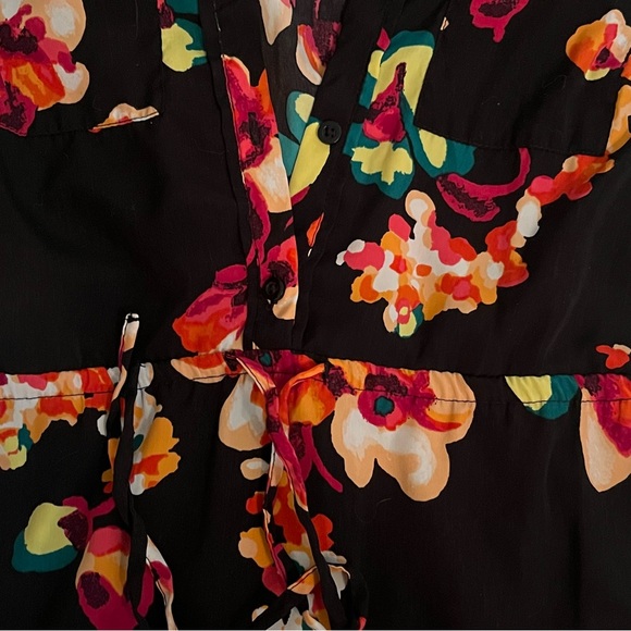 Merona Women’s Long Sleeve Dress Black Floral Multicolor - Picture 2 of 4